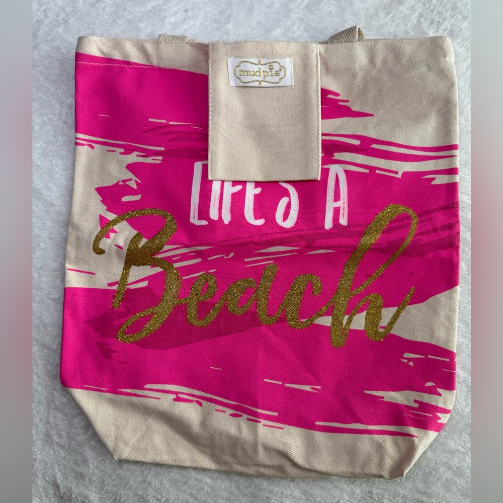 Mud Pie “Life’s a Beach” Canvas Tote - One Size - Picture 6 of 9